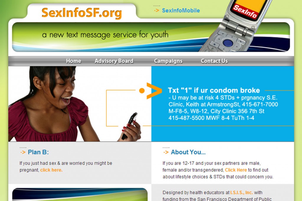 SexINFO youth sexual health text messaging